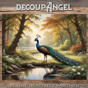 Peacock in Natural Splendor - Decoupage - Tissue Paper