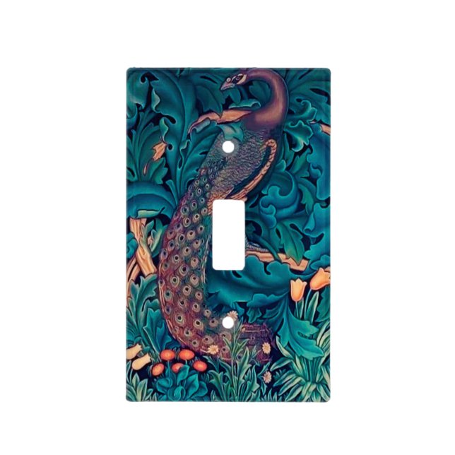 Peacock in The Forest, William Morris Light Switch Cover (Front)