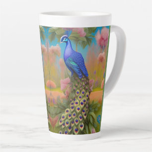 Peacock in the Garden  Latte Mug