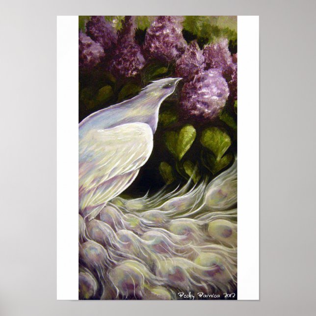Peacock in the Lilacs Poster (Front)