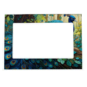 Peacock in the woods magnetic frame