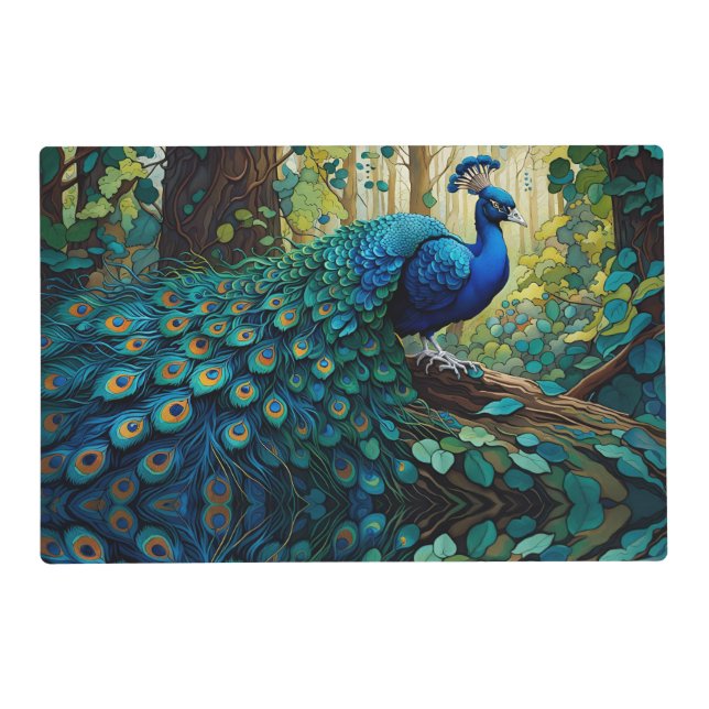 Peacock in the woods placemat (Front)