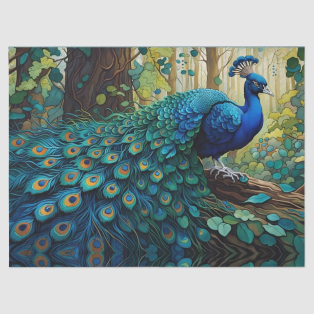 Peacock in the woods tissue paper (Front)