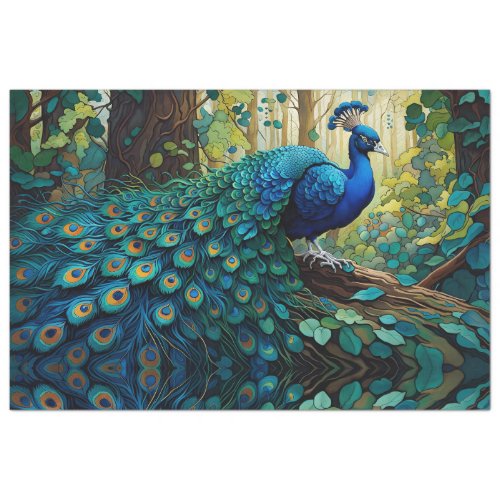 Peacock in the woods tissue paper