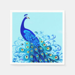 Peacock in Turquoise and Cobalt Blue Napkins