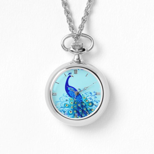 Peacock in Turquoise Cobalt Blue and Aqua  Watch