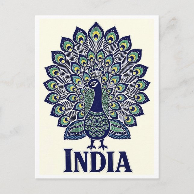 Peacock India Travel Postcard (Front)