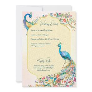 Peacock Indian Hindu wedding invite details RSVP