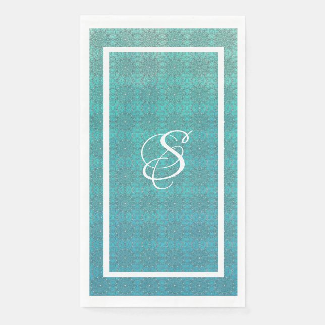 Peacock Inspirations Turquoise Paper Guest Towels (Front)