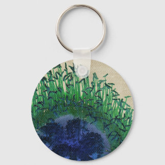 Peacock Inspired Flower Keychain