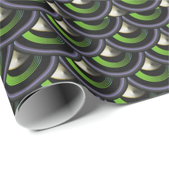 Peacock Inspired Mermaid Scales Gift Wrap Paper (Roll Corner)