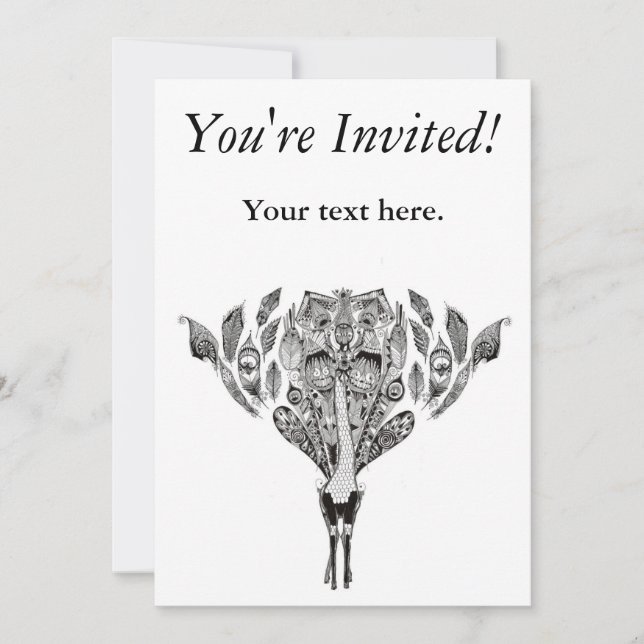 Peacock invitation (Front)