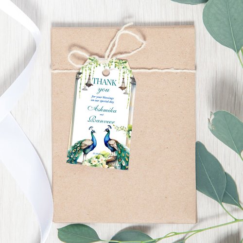 Peacock jasmine Indian wedding template favor gift Tags