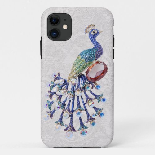 Peacock Jewel Image Paisley Lace Photo iPhone 11 Case