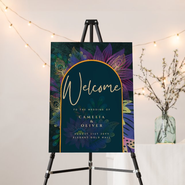 Peacock Jewel Tones Green Blue Wedding Foam Board (In Situ (Stand))