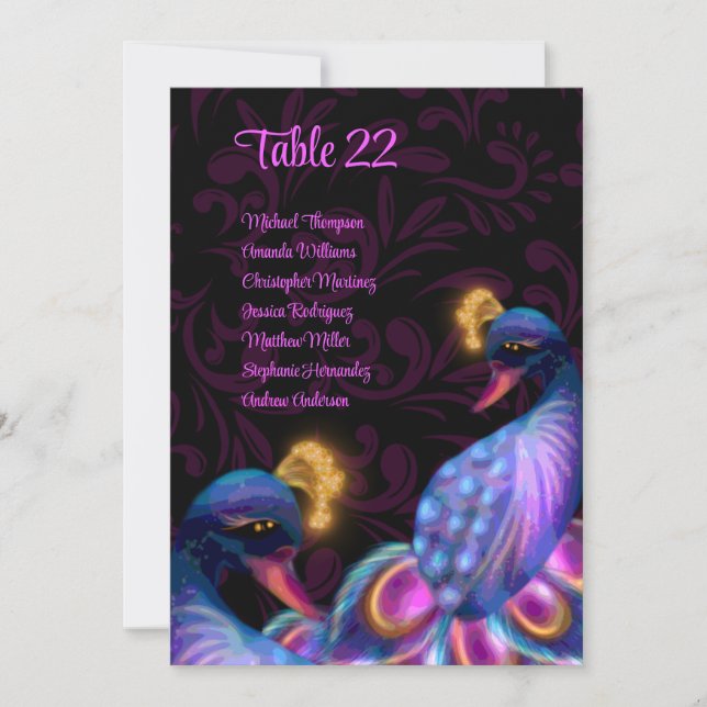 Peacock Jewel Tones Wedding Floral seating charts Invitation (Front)