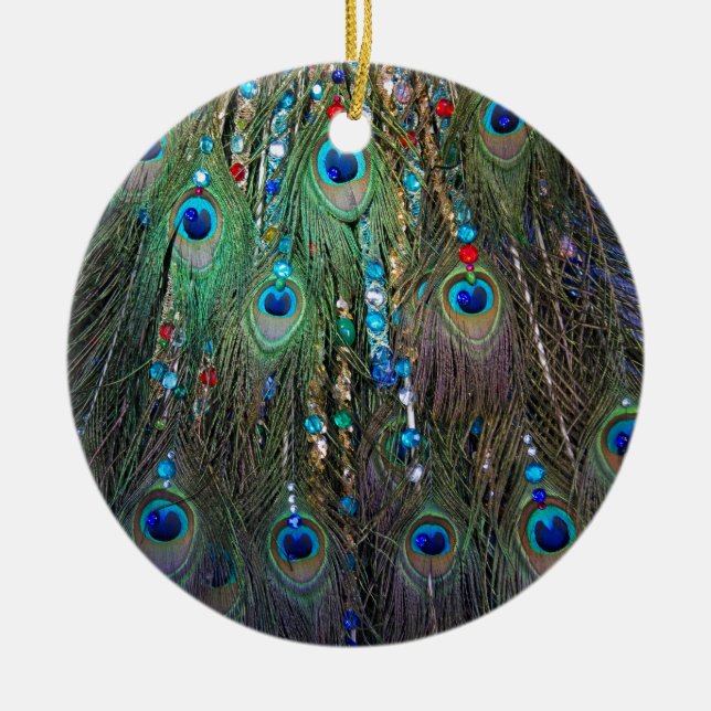 Peacock Jewelery Ceramic Ornament (Front)