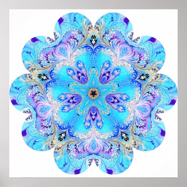 Peacock Kaleidoscope Flower Poster (Front)