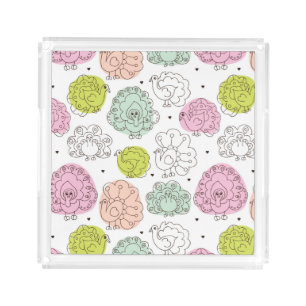 peacock kids wallpaper vintage acrylic tray