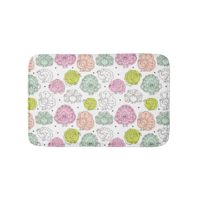 peacock kids wallpaper vintage bathroom mat (Front)