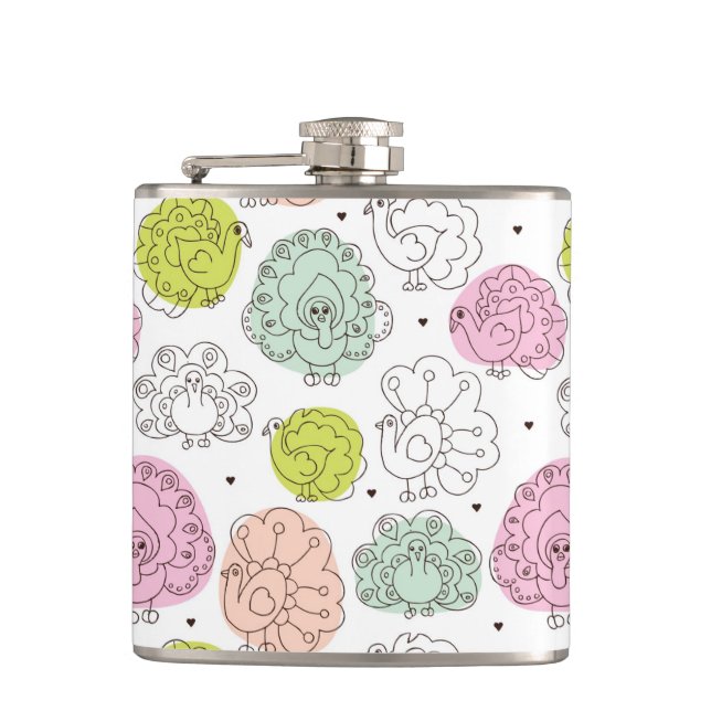 peacock kids wallpaper vintage flask (Front)