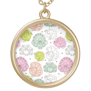 peacock kids wallpaper vintage gold plated necklace