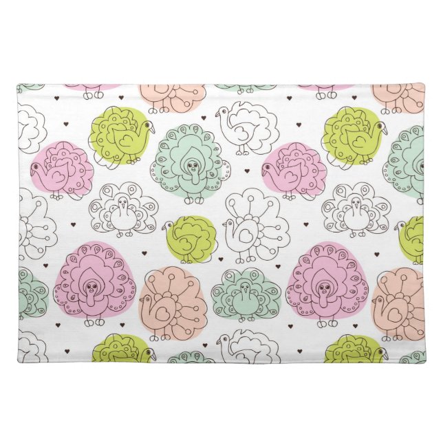 peacock kids wallpaper vintage placemat (Front)