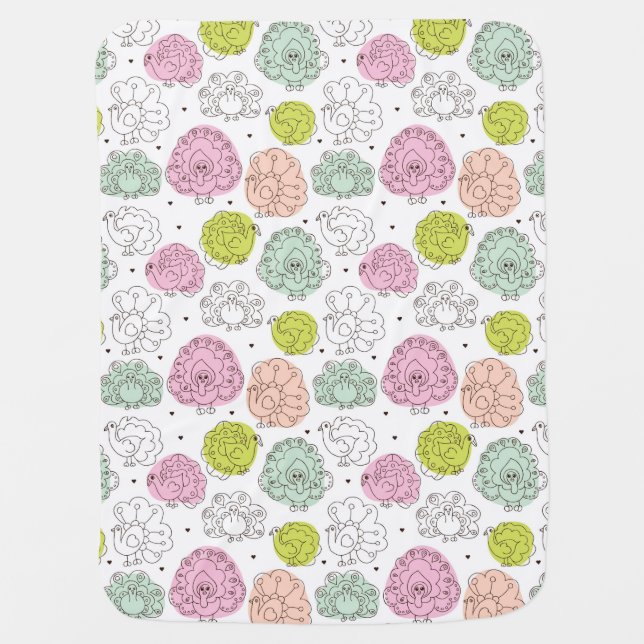 peacock kids wallpaper vintage receiving blanket (Front)