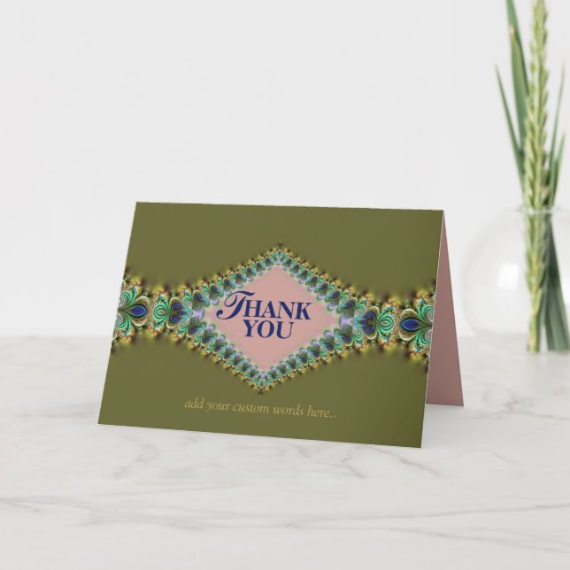 Peacock Lace Custom Thank You Card (Front)