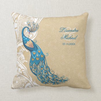 Peacock Lace Elegance 2 Wedding Keepsake Pillow by SpiceTree_Weddings at Zazzle