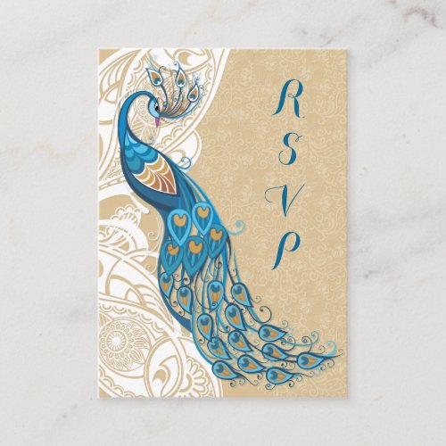 Peacock Lace Elegance 2  Wedding RSVP Enclosure Card