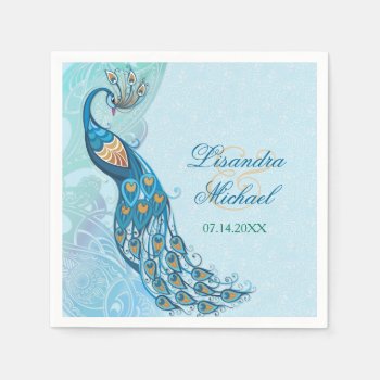 Peacock Lace Elegance Wedding Napkins by SpiceTree_Weddings at Zazzle