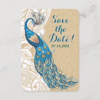 Peacock Lace Elegance Wedding Save The Date Invitation by SpiceTree_Weddings at Zazzle