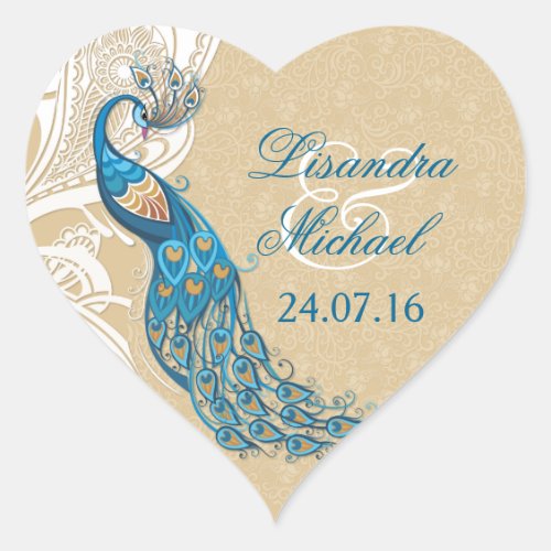 Peacock Lace Elegance Wedding Stickers