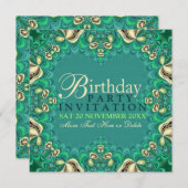 Peacock Lace Elegant Birthday Party Invitations (Front/Back)