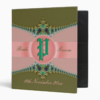 Peacock Lace & Satin Ribbon Wedding Binder