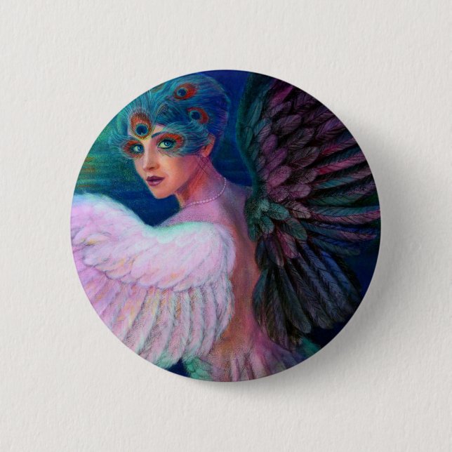 Peacock Lady's Wings of Duality Button (Front)