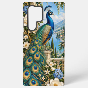 Peacock Lake Garden Floral Design Samsung Galaxy S22 Ultra Case