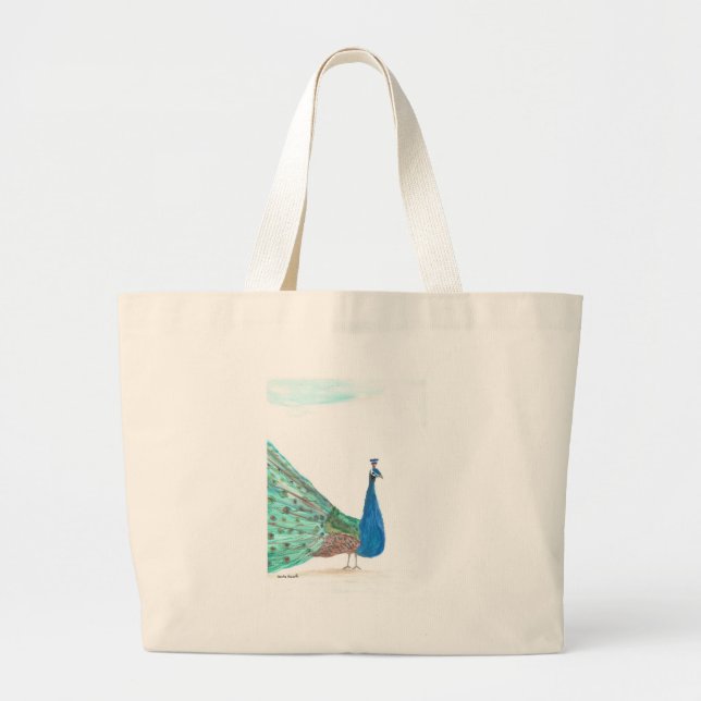 Peacock Large Tote Bag (Front)