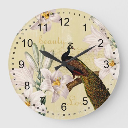 Peacock Lilies Large Clock