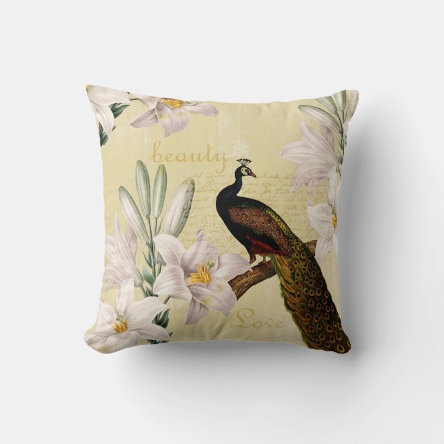 Peacock Lilies Throw Pillow (Front)