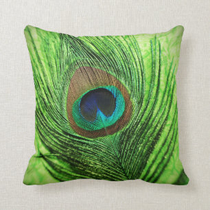 Peacock Lime Green Throw Pillow