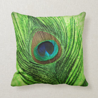 Peacock Lime Green Throw Pillow