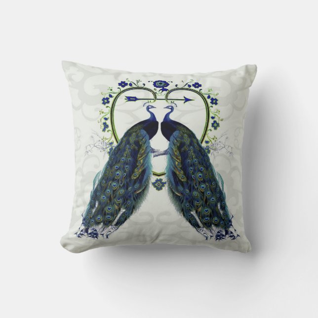 PEACOCK love ornate personalized Throw Pillow (Front)