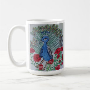 Peacock love rose drawing coffee mug