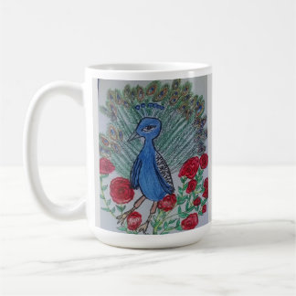 Peacock love rose drawing coffee mug