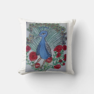 Peacock love rose throw pillow