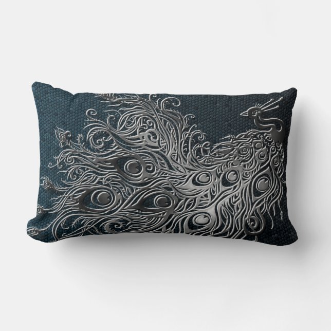 Peacock Lumbar Pillow (Front)