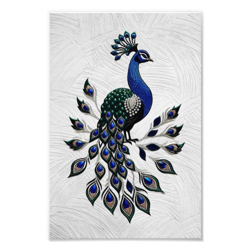 Peacock Made Rhinestone Digital Art Print