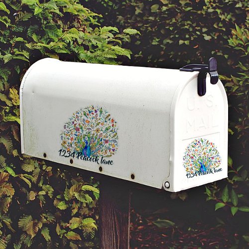 Peacock mailbox sticker